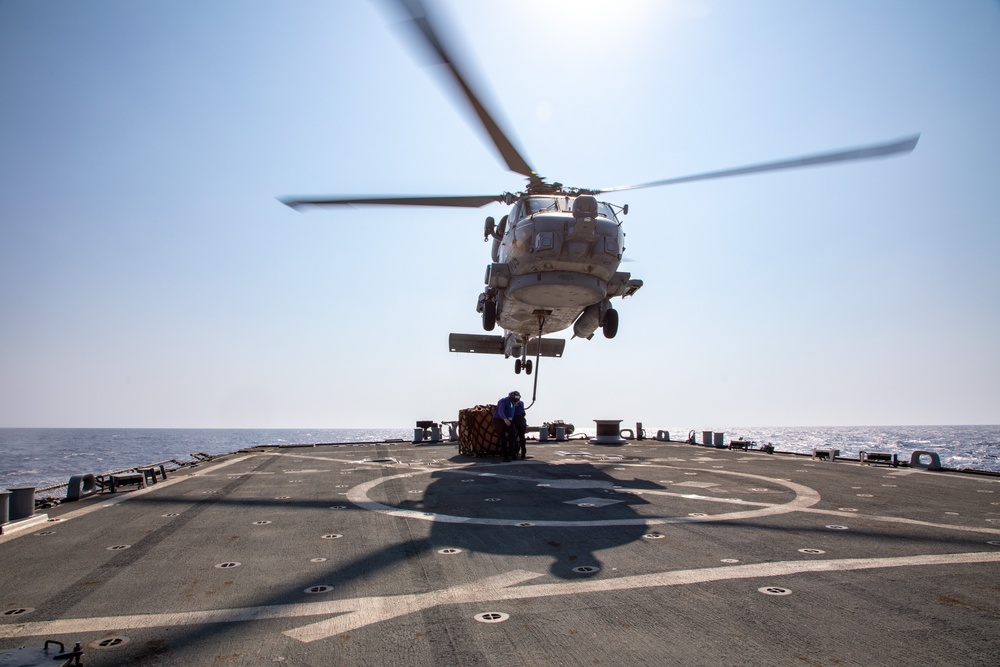 Vertical Replenishment Aboard the USS Cole