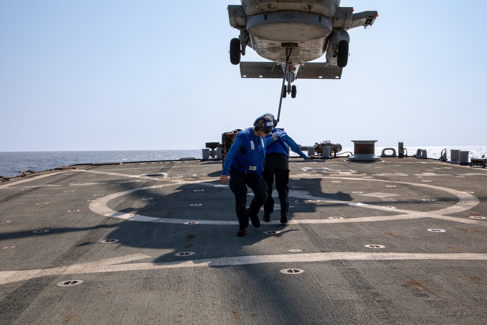 Vertical Replenishment Aboard the USS Cole