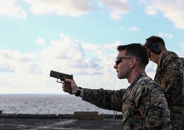 24th MEU (SOC) Conducts Small Arms Qualifications Aboard the USS Oak Hill (LSD 51)