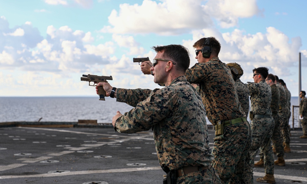 24th MEU (SOC) Conducts Small Arms Qualifications Aboard the USS Oak Hill (LSD 51)