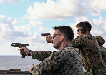 24th MEU (SOC) Conducts Small Arms Qualifications Aboard the USS Oak Hill (LSD 51)