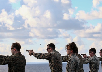 24th MEU (SOC) Conducts Small Arms Qualifications Aboard the USS Oak Hill (LSD 51)