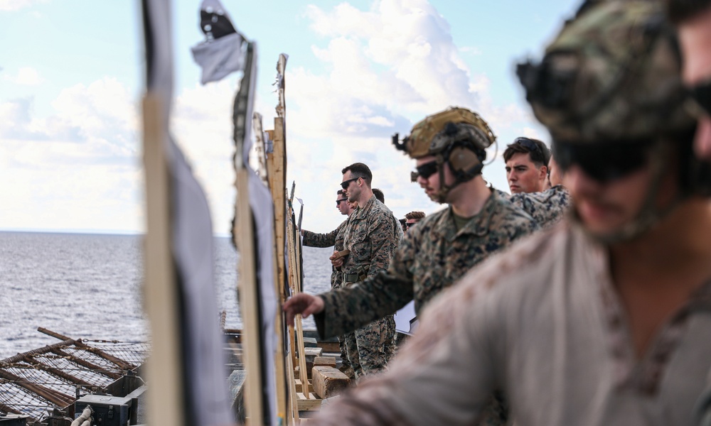 24th MEU (SOC) Conducts Small Arms Qualifications Aboard the USS Oak Hill (LSD 51)