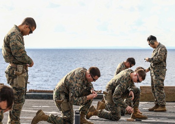 24th MEU (SOC) Conducts Small Arms Qualifications Aboard the USS Oak Hill (LSD 51)