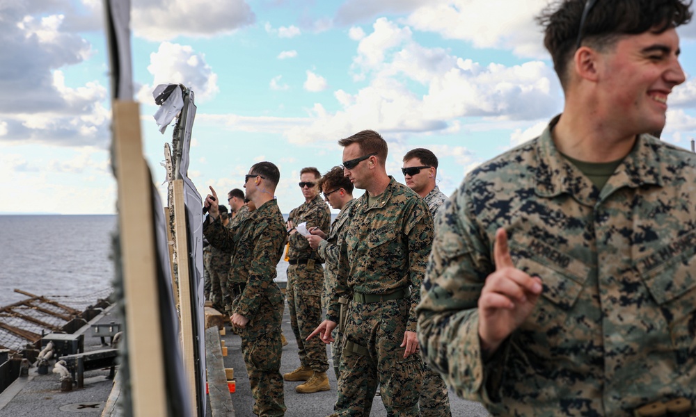 24th MEU (SOC) Conducts Small Arms Qualifications Aboard the USS Oak Hill (LSD 51)