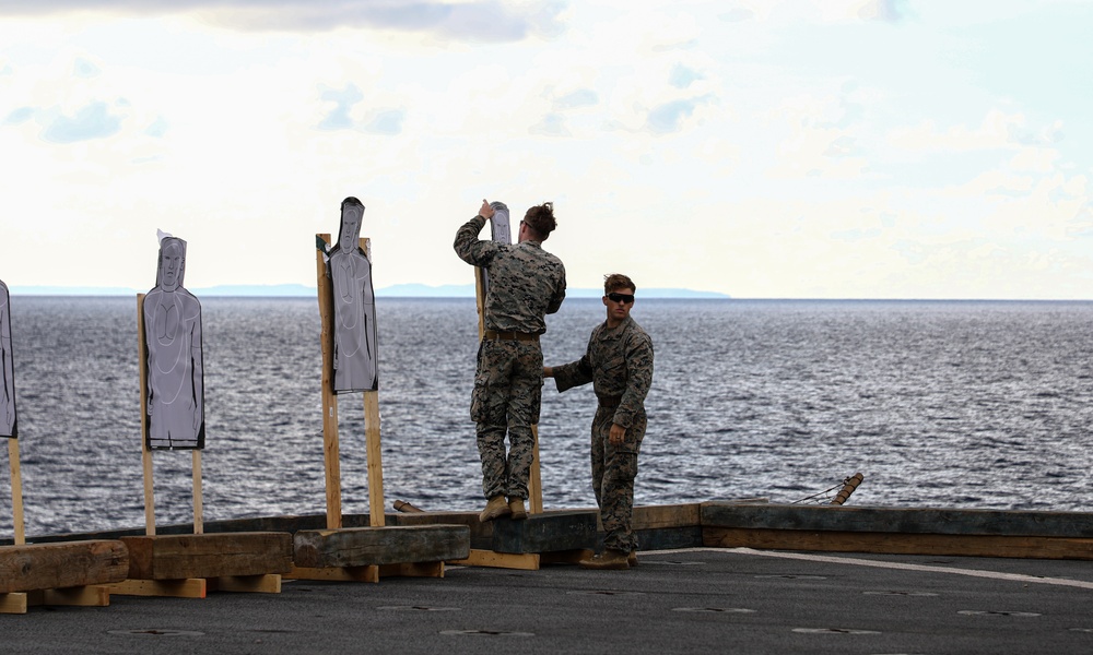 24th MEU (SOC) Conducts Small Arms Qualifications Aboard the USS Oak Hill (LSD 51)