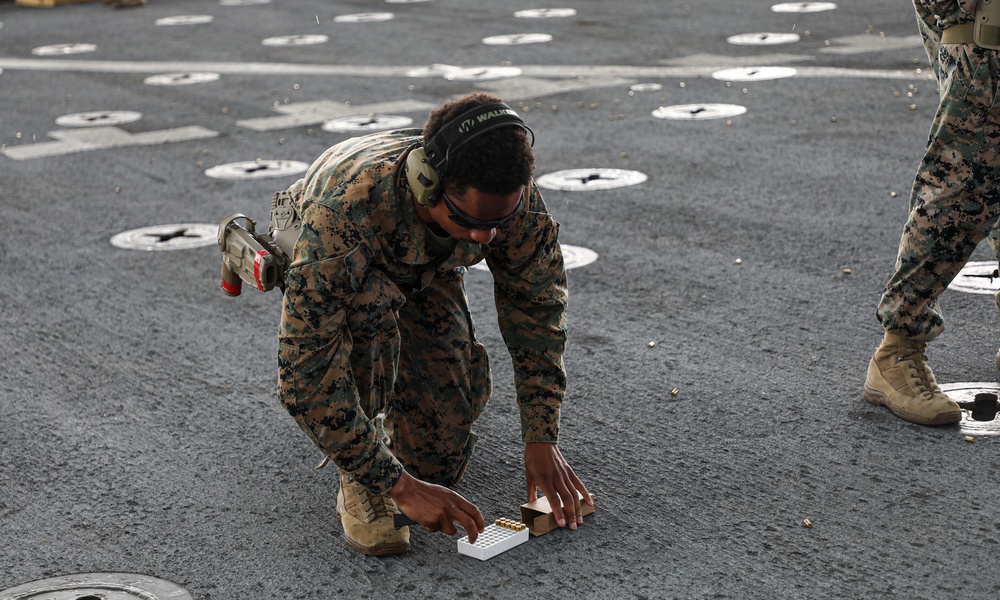 24th MEU (SOC) Conducts Small Arms Qualifications Aboard the USS Oak Hill (LSD 51)