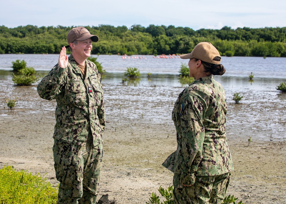 NC1 Clarke Reenlists at Flamingo Cay