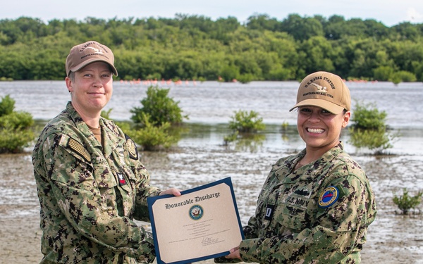 NC1 Clarke Reenlists at Flamingo Cay