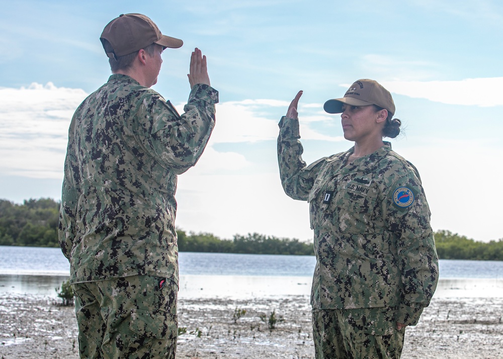 NC1 Clarke Reenlists at Flamingo Cay