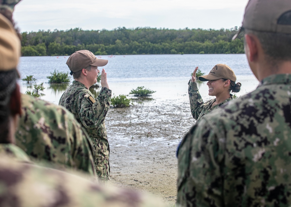 NC1 Clarke Reenlists at Flamingo Cay