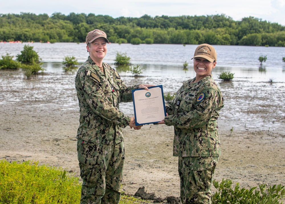 NC1 Clarke Reenlists at Flamingo Cay