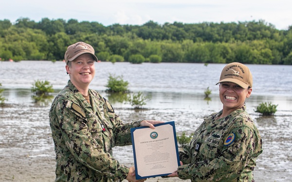NC1 Clarke Reenlists at Flamingo Cay