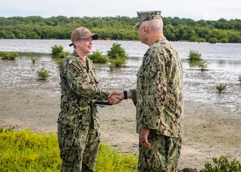 NC1 Clarke Reenlists at Flamingo Cay