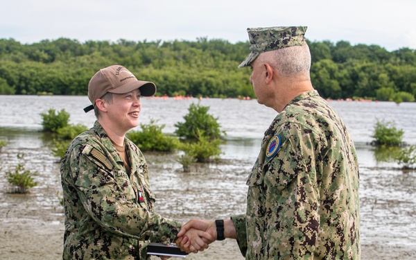 NC1 Clarke Reenlists at Flamingo Cay