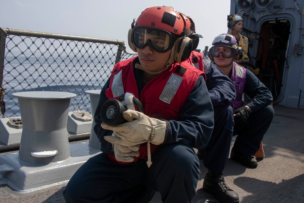 Frank E. Petersen Jr. conducts aircraft firefighting drill