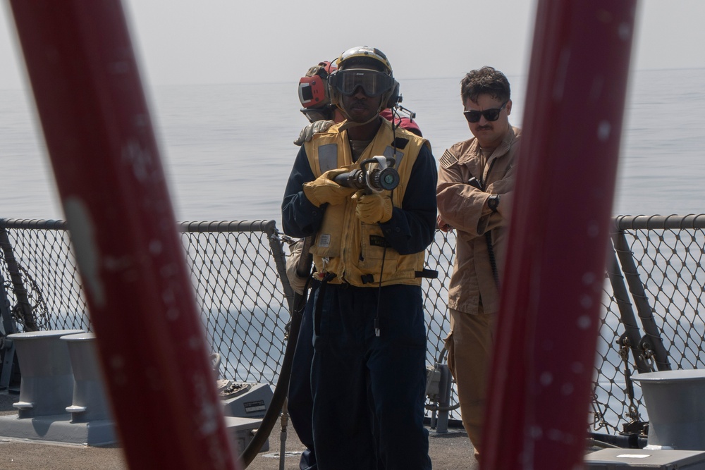 Frank E. Petersen Jr. conducts aircraft firefighting drill