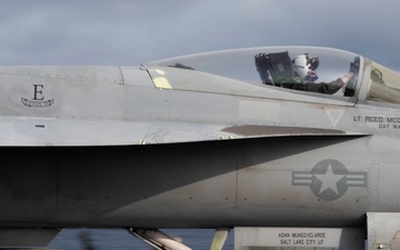 Golden Warriors' F/A-18E Launches From USS Gerald R. Ford (CVN 78)