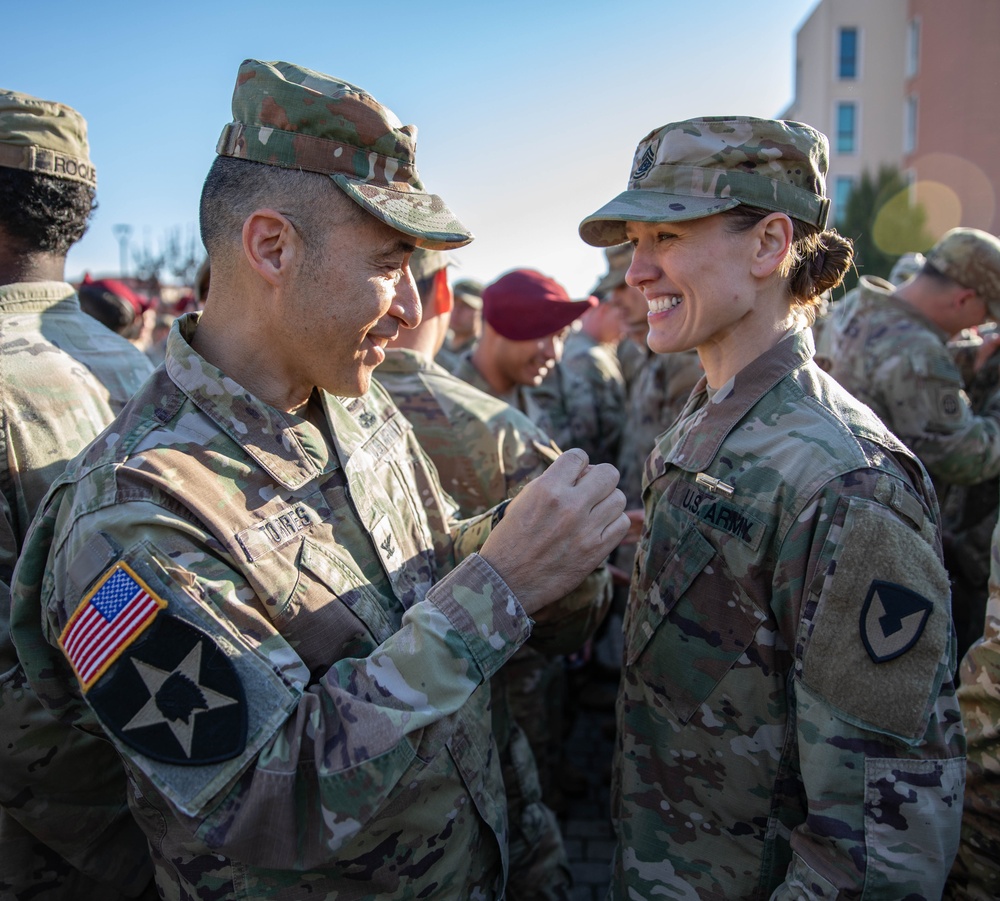 Command Sgt. Maj. Vorobyeva-Santiago earns the Expert Soldier Badge