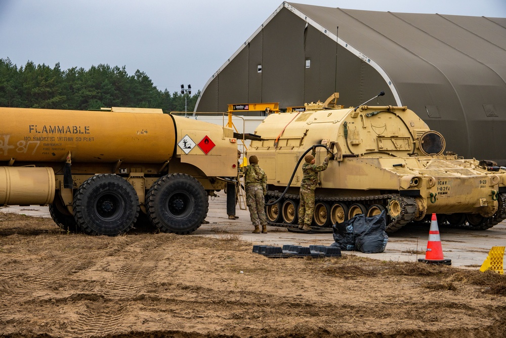 Troopers of 1st Battalion 82nd Field Artillery Regiment prepare for their role in Dynamic Front