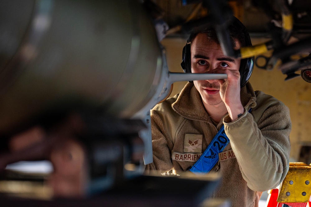 20EBS Airmen Load Weapons in Preparation for BTF 25-1 Mission