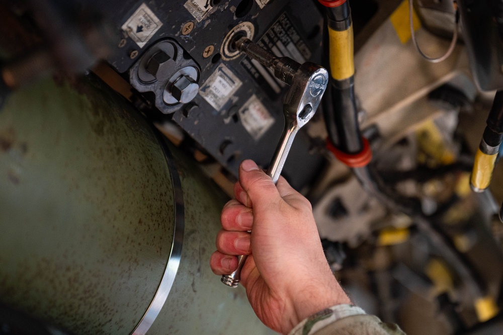 20EBS Airmen Load Weapons in Preparation for BTF 25-1 Mission