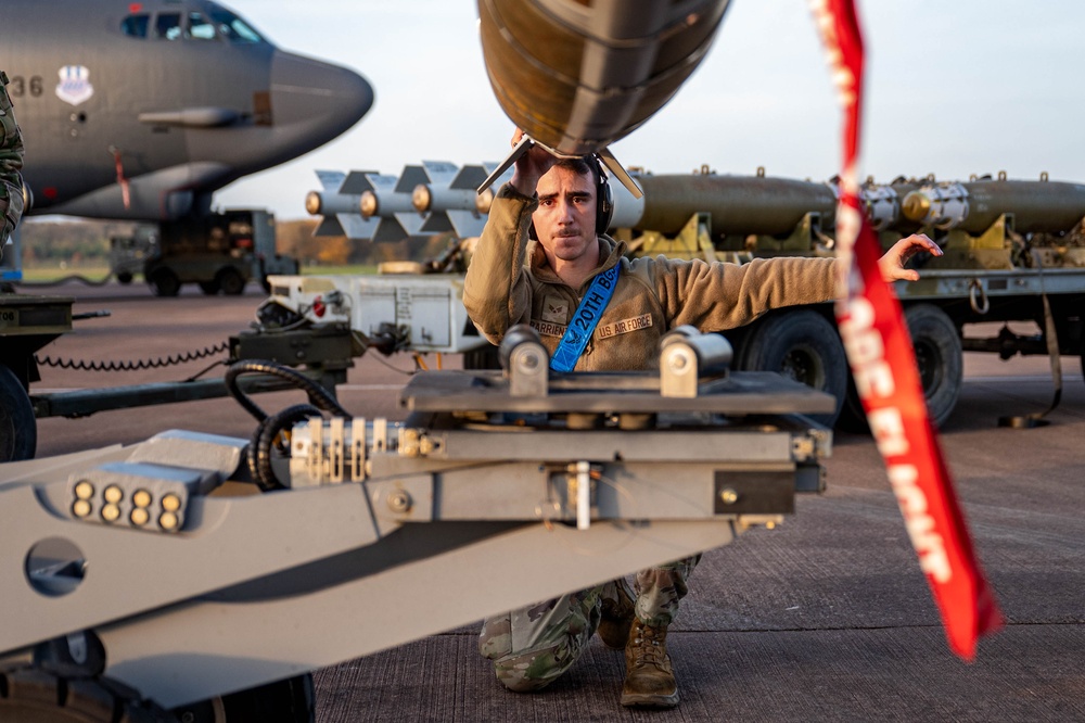 20EBS Airmen Load Weapons in Preparation for BTF 25-1 Mission