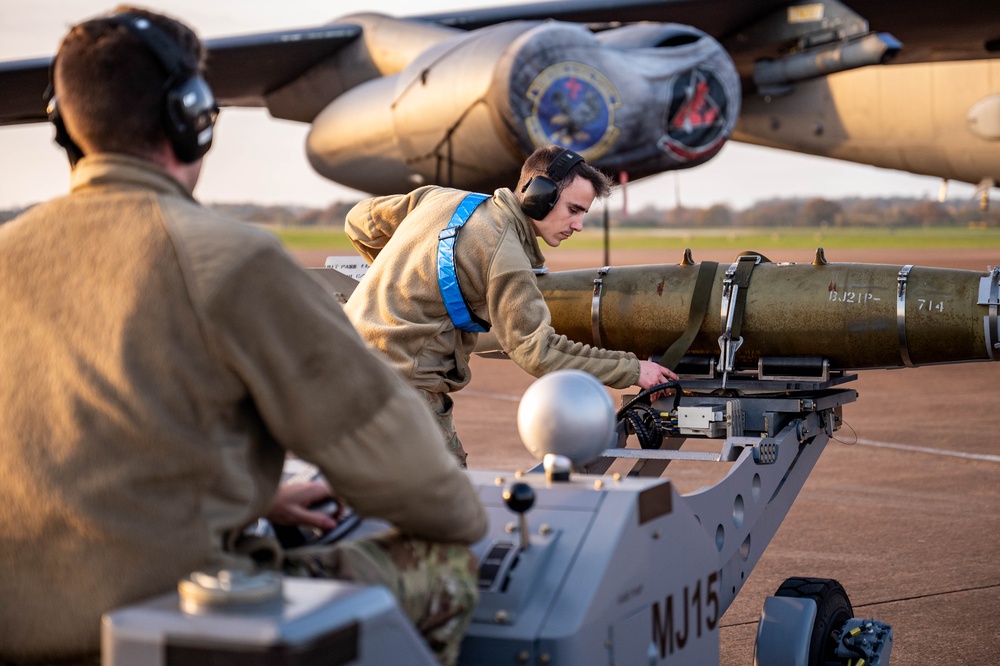 20EBS Airmen Load Weapons in Preparation for BTF 25-1 Mission