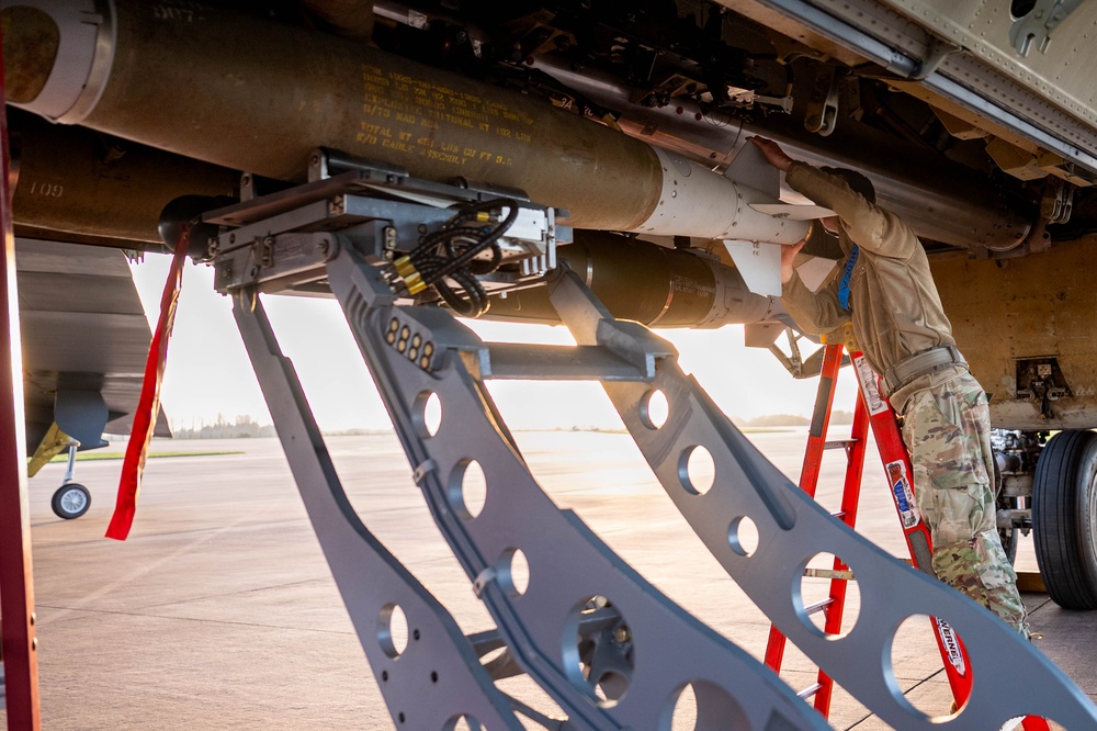 20EBS Airmen Load Weapons in Preparation for BTF 25-1 Mission