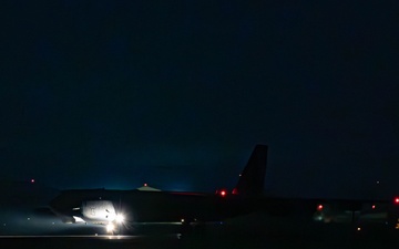 Two B-52s takeoff for Higher Headquarters Directed Mission