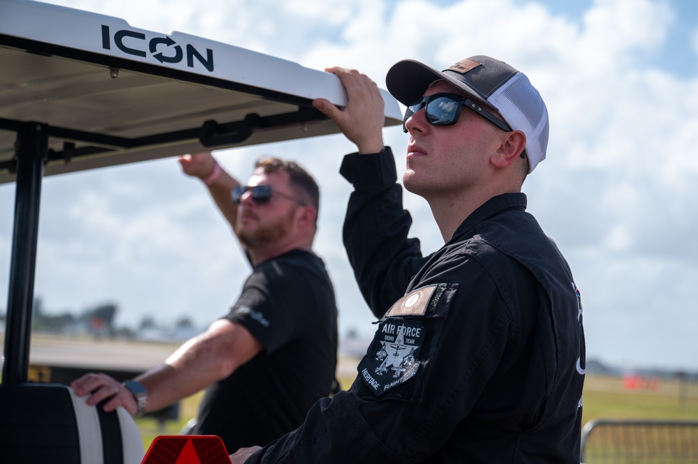 The F-16 Viper Demonstration Team performs at the 2024 Stuart Airshow