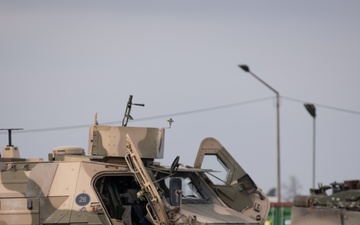 German Army indirect fire systems and support vehicles on display during Exercise Dynamic Front 25