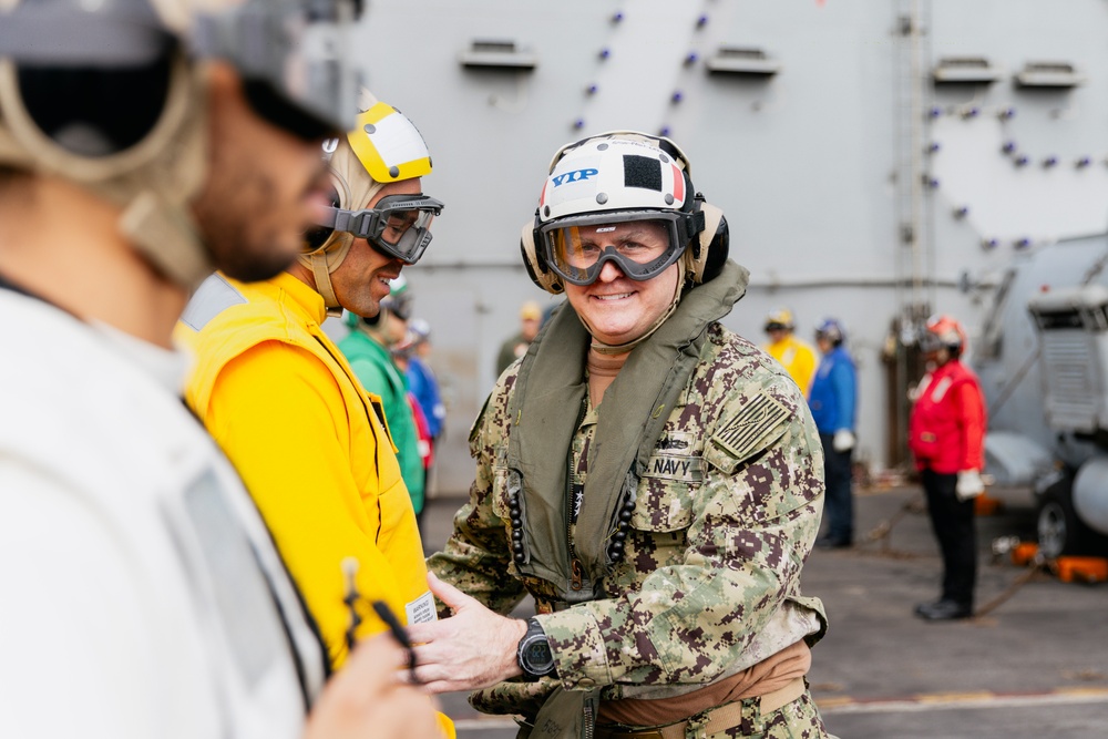 U.S. Ambassador to Japan and C7F embark aboard USS George Washington during Freedom Edge 2024