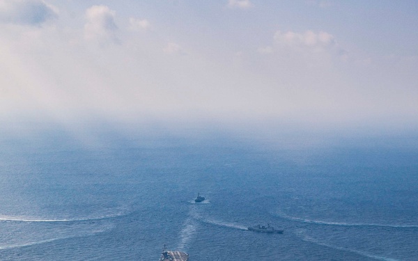 USS George Washington steams in formation with JMSDF, ROK-N during Freedom Edge 2024