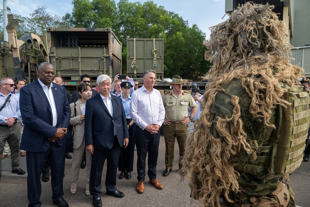 Secretary Austin, Australian Deputy Prime Minister Marles, Japan Minister of Defense Nakatani visit with service members