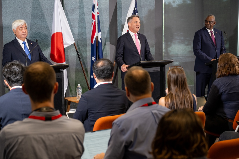Secretary Austin, Australian Deputy Prime Minister Marles, Japan Minister of Defense Nakatani conduct joint press briefing