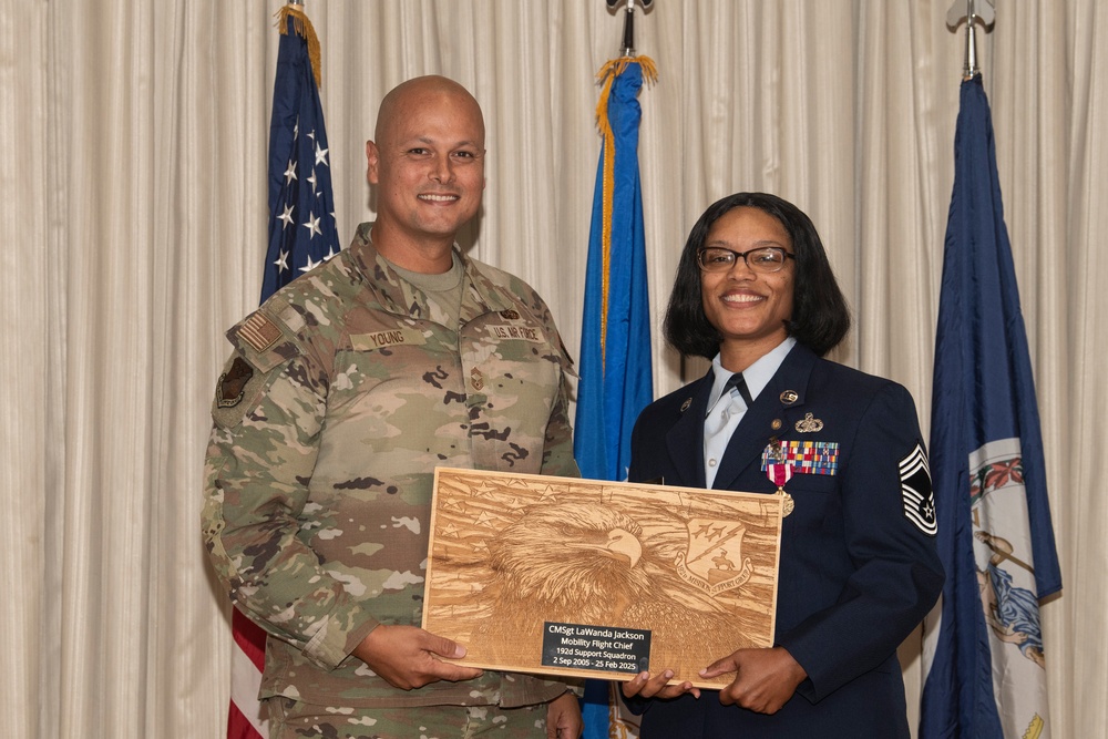 Chief Master Sgt. LaWanda Jackson retires from the 192nd Wing, Virginia Air National Guard