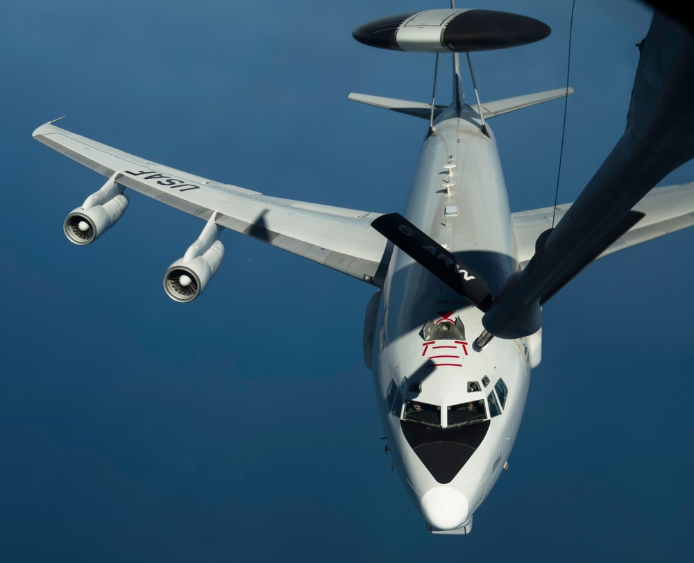 50th Air Refueling Squadron provides air refueling support to E-3 Sentry