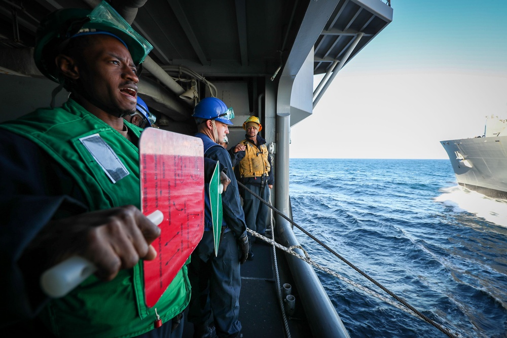 USS Tripoli Conducts Replenishment-at-Sea