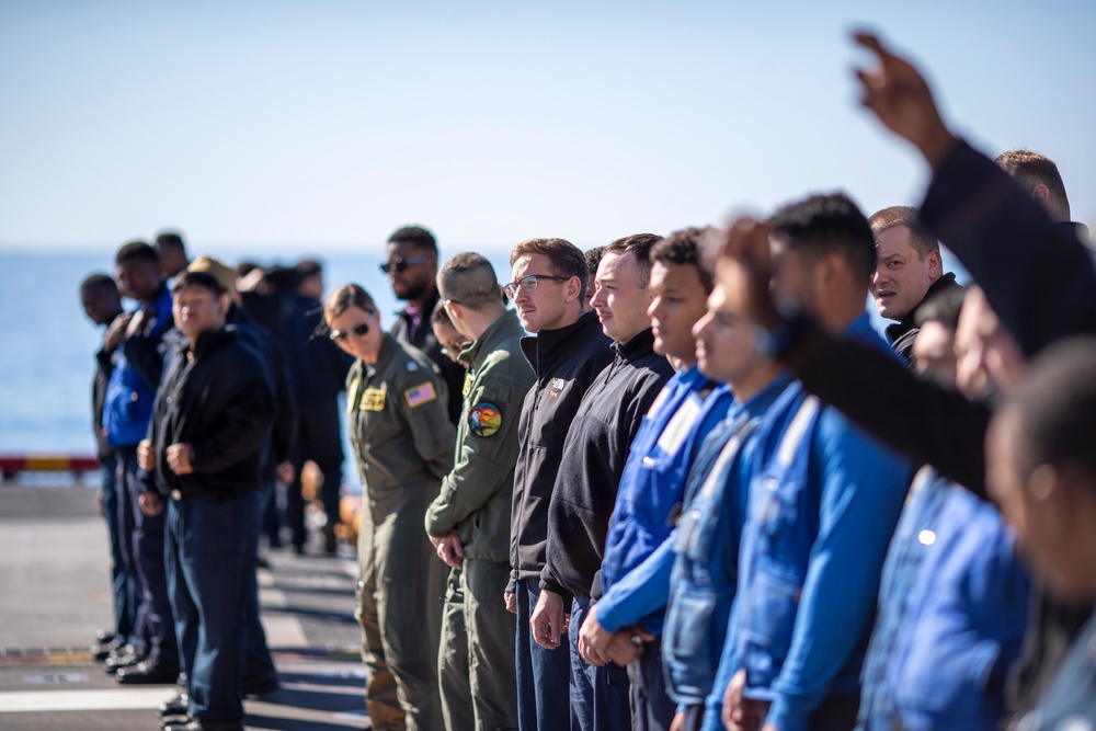 Sailors conduct a FOD walk-down