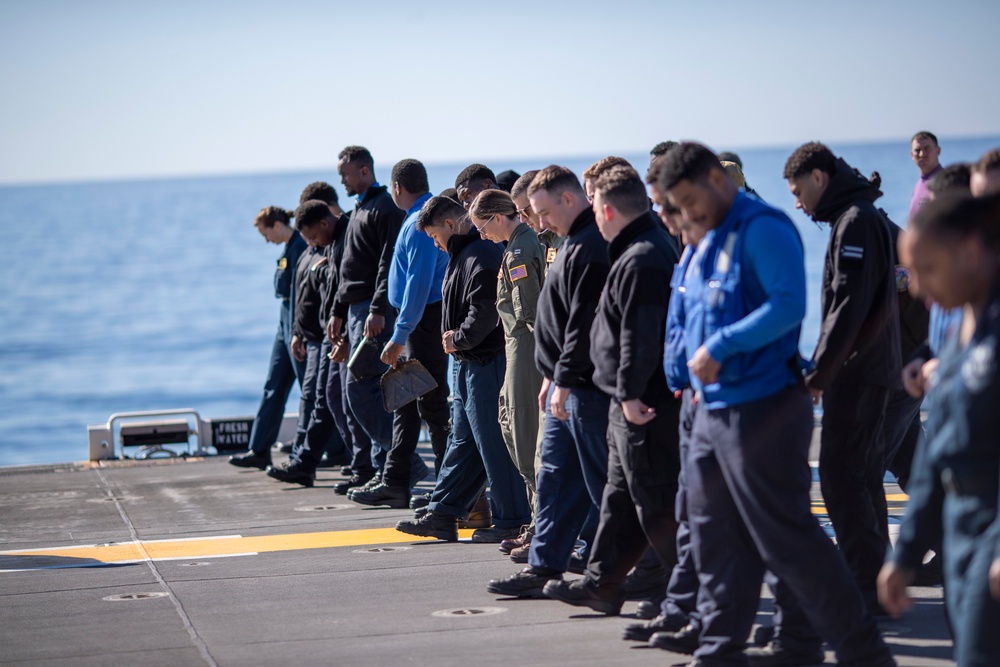 Sailors conduct a FOD walk-down