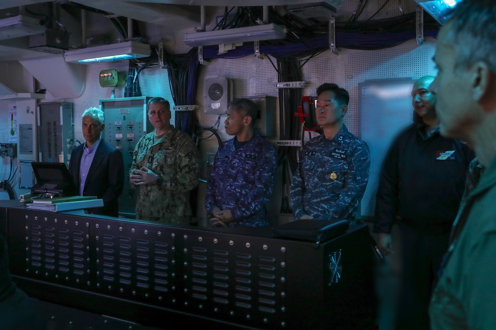 U.S. Amassador to Japan and C7F embark aboard USS George Washington during Freedom Edge 2024