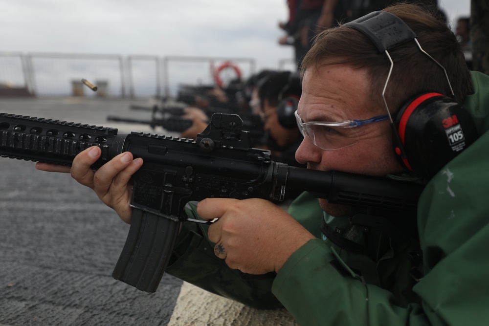 USS Dewey (DDG 105) Conducts Small Arms Live-Fire Exercise While Operating in the East China Sea