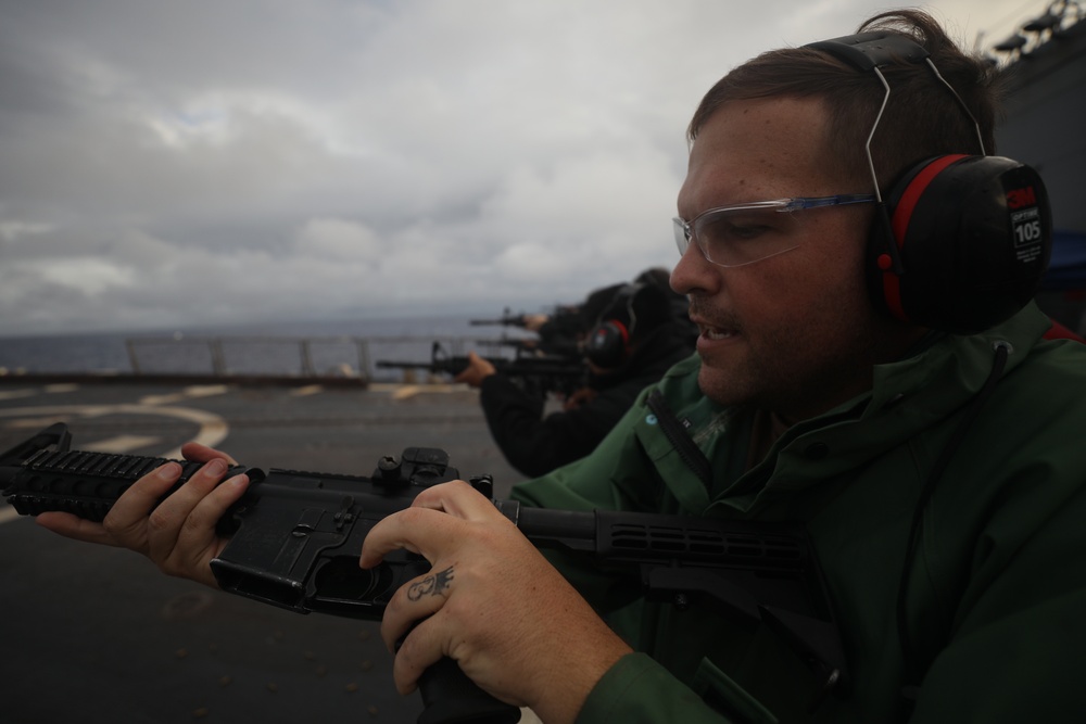 USS Dewey (DDG 105) Conducts Small Arms Live-Fire Exercise While Operating in the East China Sea