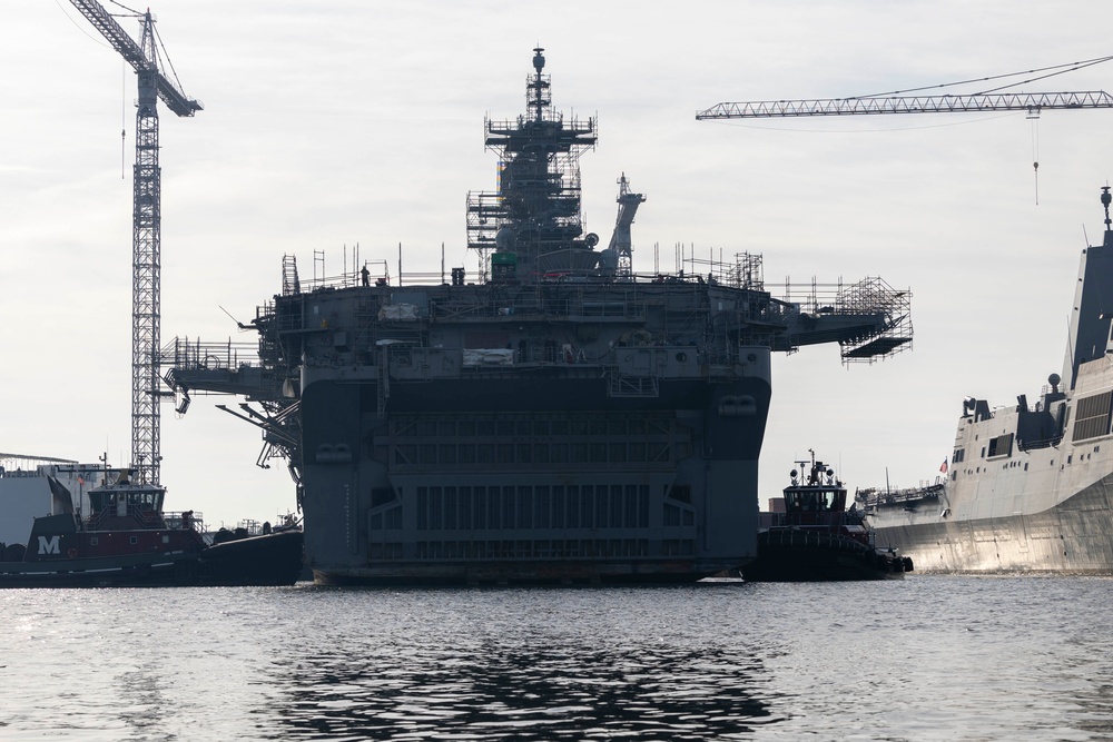 USS Bataan Transits to Dry Dock