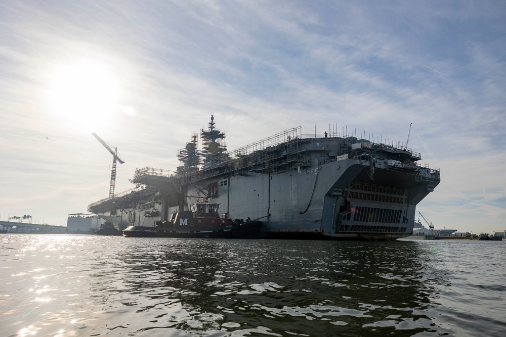 USS Bataan Transits to Dry Dock