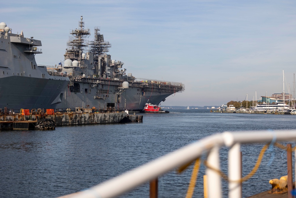 USS Bataan Transits to Dry Dock