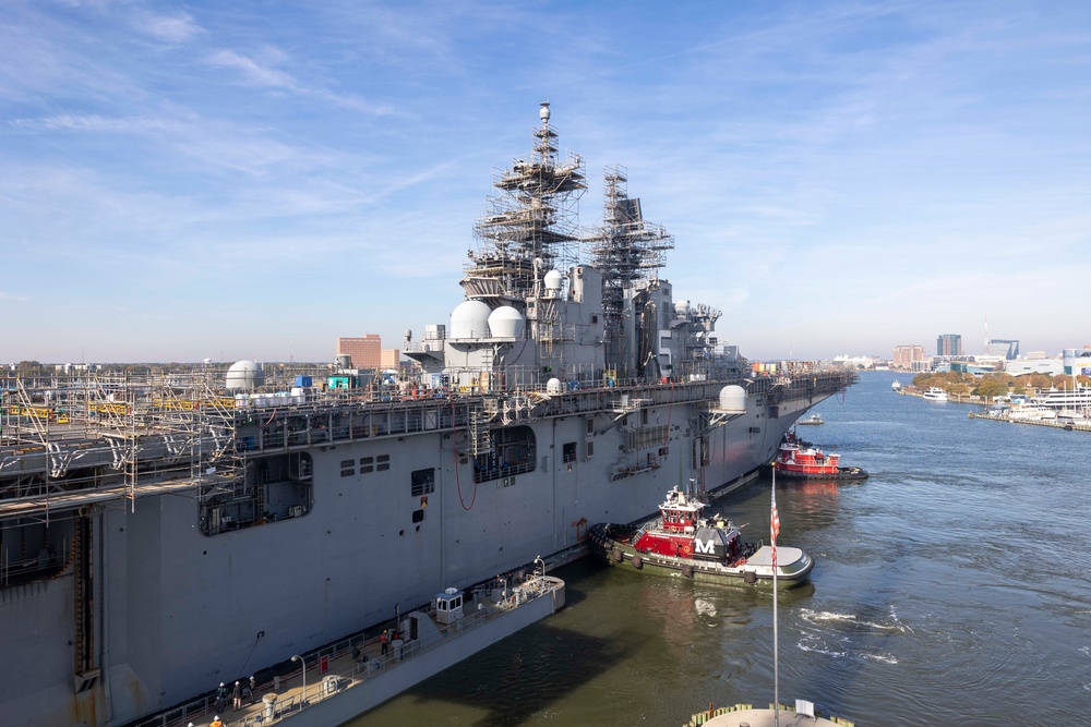 USS Bataan Transits to Dry Dock