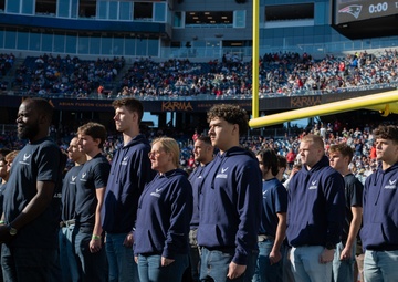 Enlistees swear into the Massachusetts National Guard during New England Patriots Salute to Service Game