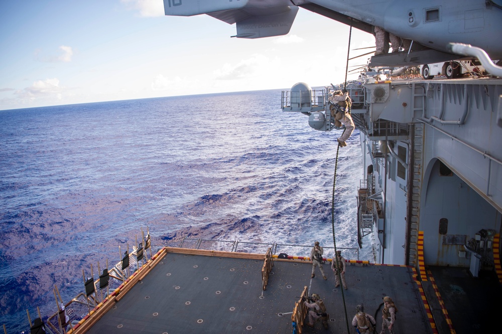 Marines drop into action aboard Boxer